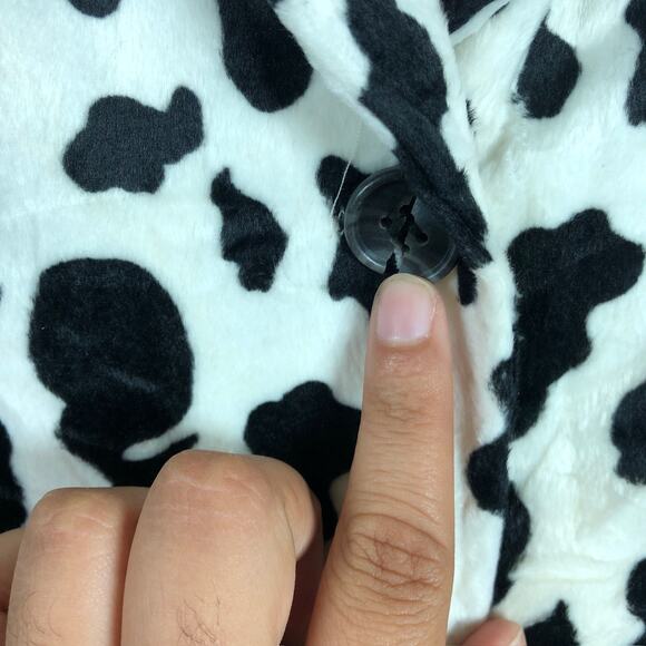 Vintage Misdemeanor Coat Black White Cow Print Boutique Animal Silk Lined S - Picture 10 of 13